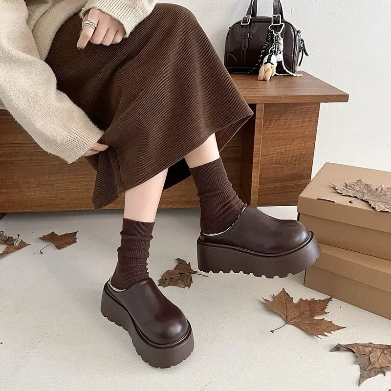Dép nữ sục da Xịn chất đẹp đế cao bánh mì - GiàY - Shoes DéP Nhung 7