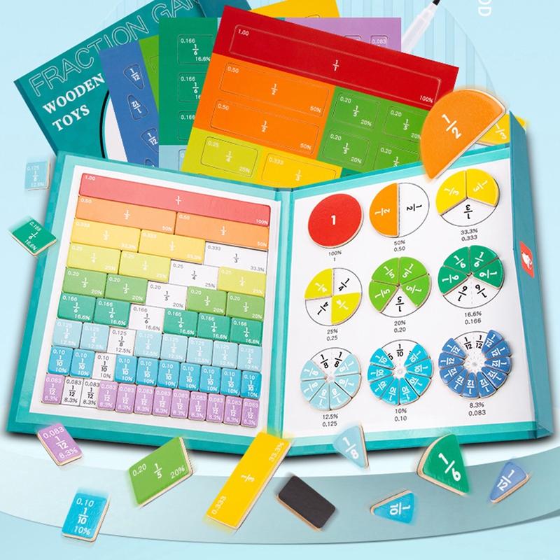 Mainan Anak Alat Magnetic Fraction Disk Belajar Matematika Pecahan Magnetic Travel Game 9