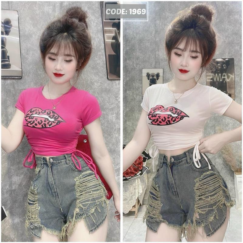  QUẦN SHORT JEANS ĐÙI NỮ LƯNG CAO RÁCH 2 MẢNG TO ĐÙI TUA SIÊU PHONG CÁCH ĐỈNH CAO 