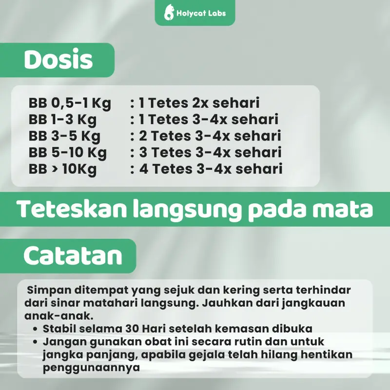 PL Holycatlabs EYE CLEAR 10ML Obat Tetes Mata Kucing Pembersih Infeksi Kotoran Belekan Merah Bengkak 3