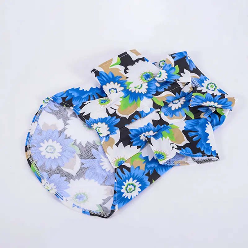 Xiahaone-Áo Thun Cho Chó Con, Phong Cách Bãi Biển Hawaii, In Hoa Cúc, Polyester, Cổ Áo Chui Đầu, Áo Cánh Cho Thú Cưng, Trang Phục Mùa Hè 3