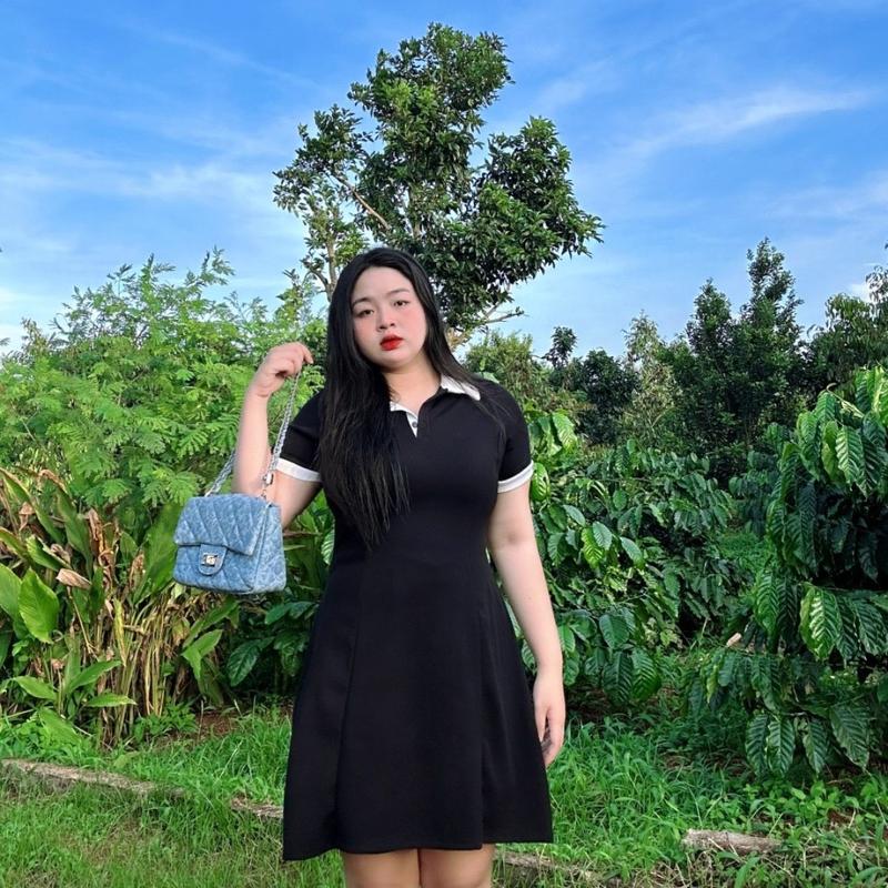 Đầm polo bigsize gân tăm nỉ dày dặn co giản tốt cho nữ chupby (60-95kg) g228 7