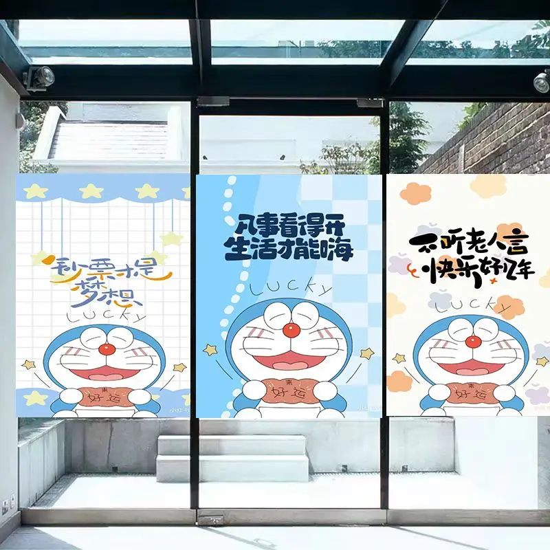 Phim Dán Cửa Sổ, Thiết Kế Hoạt Hình, Trong Suốt, Chống Lộ, Họa Tiết Doraemon, Thích Hợp Cho Phòng Tắm Và Phòng Ngủ, Trong Suốt, Chống Lóa 5