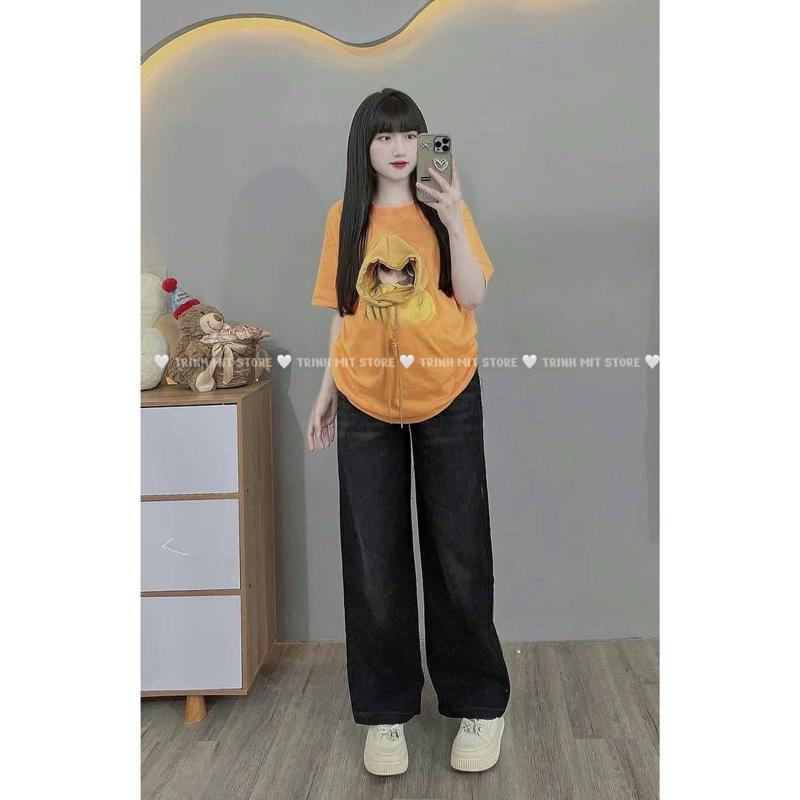 (TRINH MIT) Quần Bò Bầu Dáng Suông Mã 035 Màu Đen 5