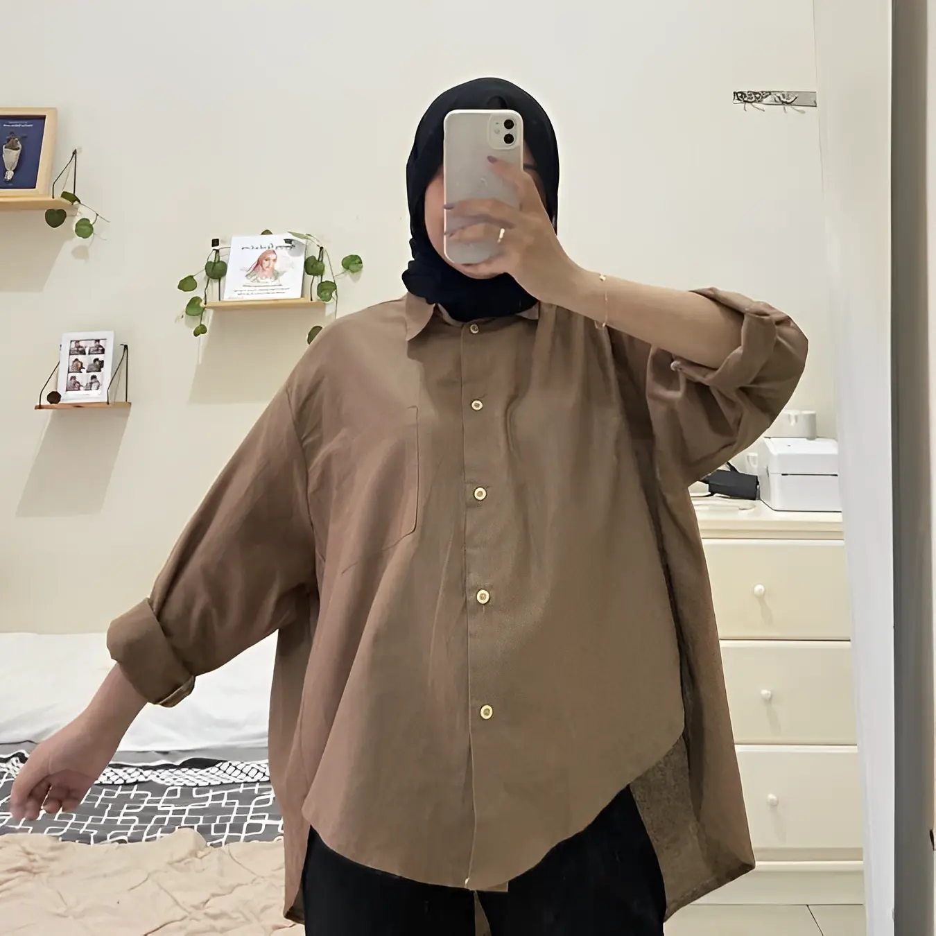 KEMEJA WANITA OVERSIZE SHIRT OVERSIZE KEMEJA POLOS SHIRT / KATUN RAYON Fit Kancing Kerah