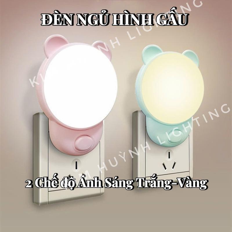 Đèn ngủ hình Gấu dễ thương 2 chế độ ánh sáng Trắng Vàng tiết kiệm năng lượng