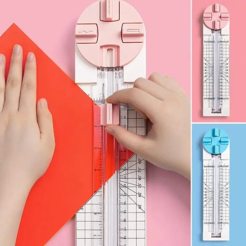 Máy cắt giấy, 4 trong 1, loại bấm thủ công, máy tạo nếp gấp, tông đơ quay 360 độ, cắt giấy, mới 0