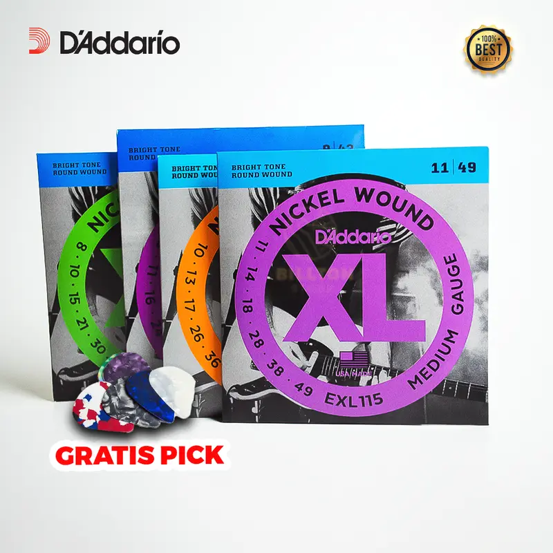 Senar Gitar Elektrik 1 SET D'addario EXL Nickel Round Wound Electric Strings 0