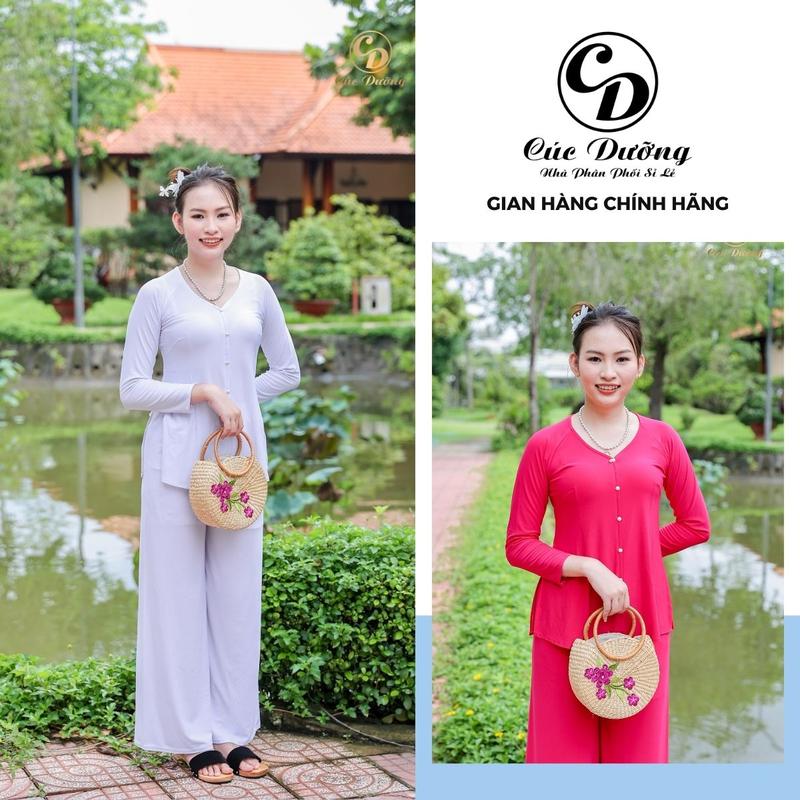 Bộ Quần Áo Bà Ba Dài Tay Trơn Cổ Tim Truyền Thống Nhiều Màu Có Nút Cài Thoải Mái Đi Chùa Du Xuân