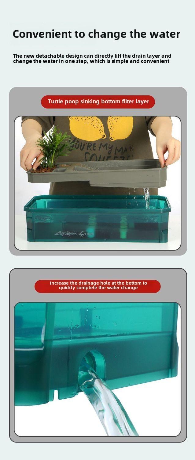 Product Introduction of Turtle Special Cylinder Extra Large Tortoise Feeding Household Water and Land Brazilian Turtle Cylinder Villa Landscape Change Water Ecological Feeding Box 8