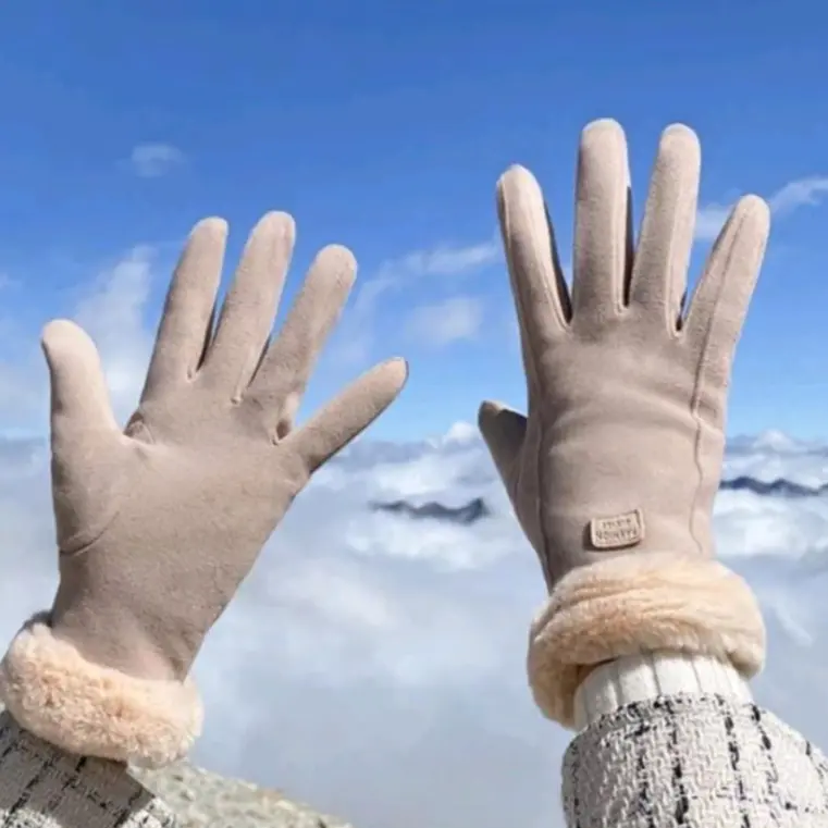 [ Happy Girl Shop ] Glove Musim Dingin Wanita Import Korean Edition Style Looks Menawan Fitting Activity Hiking Desain Touch Screen Gadegt Full Cover Wrist Bulu Thick All Colour Beatiful Sweet Good Seller Suede Inner Flace Warm Premium WINTER GLOVE 2