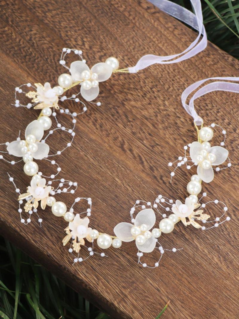 Product Introduction of Faux Pearl Decorated Flower Design Headband, Cute Hair Hoop for Wedding Bridal Party Formal Occasions, Fashion Hair Accessories for Girls 8