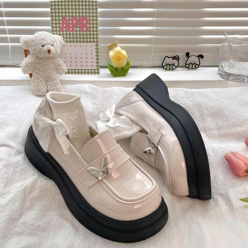 ￼Giày Oxford nữ Đế Dày Đính Nơ Phong Cách Anh Quốc Sang Trọng Shoes giày lolita giay doc