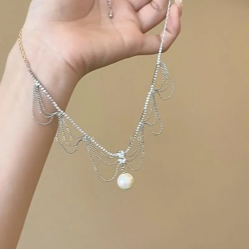 Bữa Tối Công Chúa Vòng Cổ Ngọc Trai, Thiết Kế Tạo Không Khí, Dành Cho Nữ, Giá Cả Phải Chăng, Sang Trọng Độc Đáo Dây Chuyền Xương Đòn Tinh Tế, Cao Cấp, Dễ Phối Đồ 3