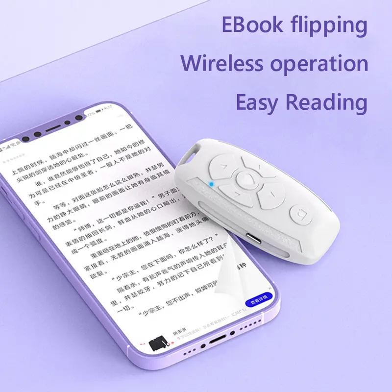 Điều khiển từ xa có thể sạc lại cho điện thoại di động, Bluetooth-compatible 4.2, bộ điều khiển lật trang cho iPhone Xiaomi Samsung Huawei 4