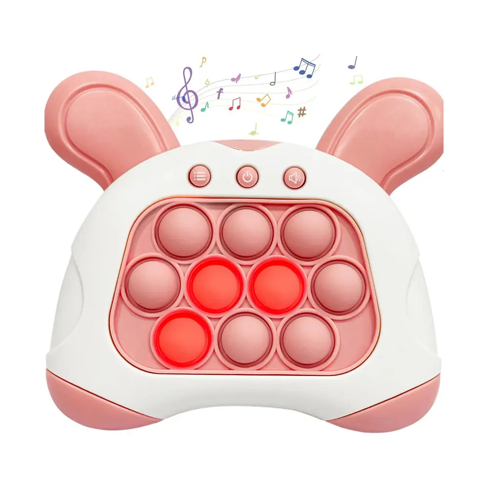 Pop Quick Push Game Console Fidget Toys Light Up Handheld Puzzle Press Popping Toy Children's Day Birthday Gift for Kids Adult Pink Rabbit