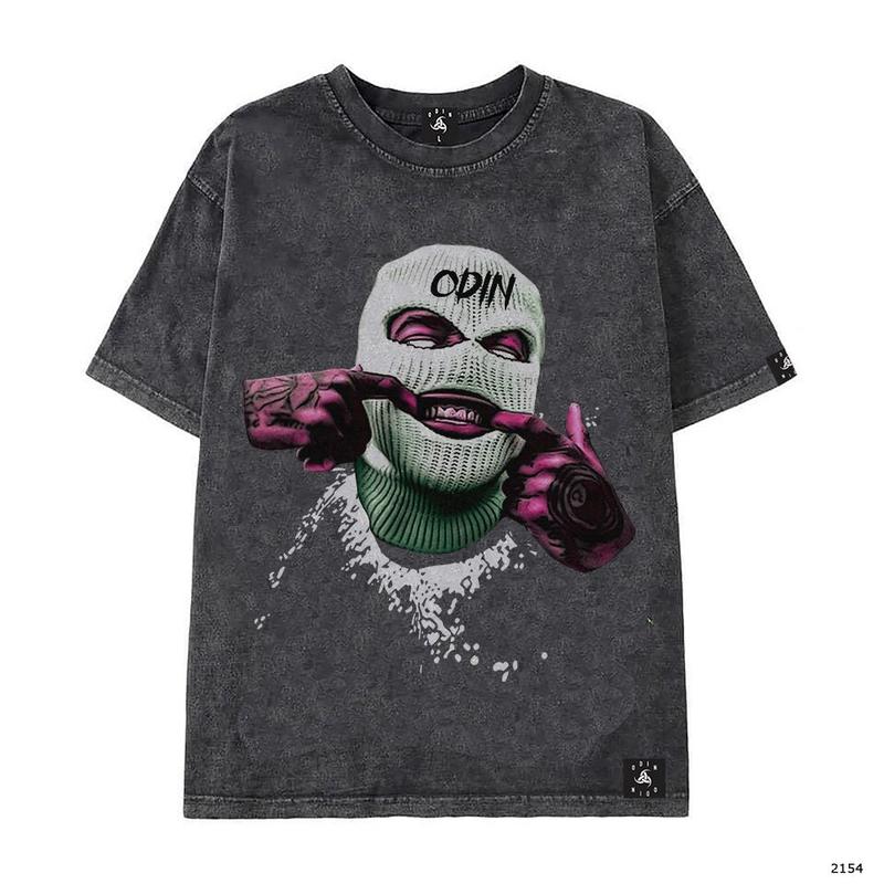 Áo Thun Smiling Mask ODIN CLUB, Áo phông nam nữ unisex form rộng chất liệu vải wash acid