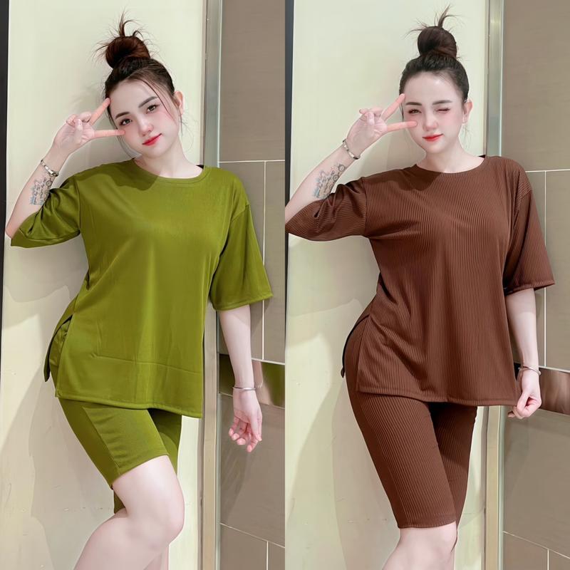 SET ĐỒ LỬNG NGỐ ÁO FORM RỘNG MẶC NHÀ DỄ THƯƠNG Thun Top Nữ Women Polo Xám