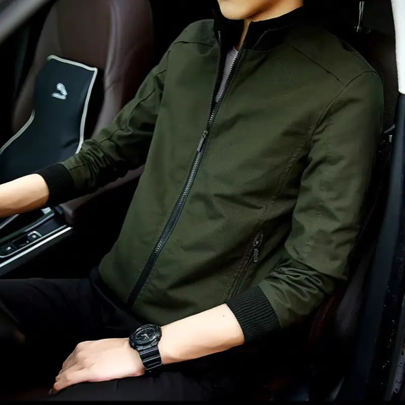 Jaket Pria Katun Taslan FC Slimfit Rib Karet Tebal  Custom Logo Casual Keren Hitam Distro Formal Parka Panjang Waterproof 1