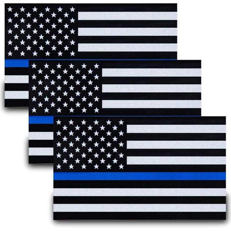 3pcs Reflective US Flag Stickers, 5x3 Inches Durable & Waterproof ...