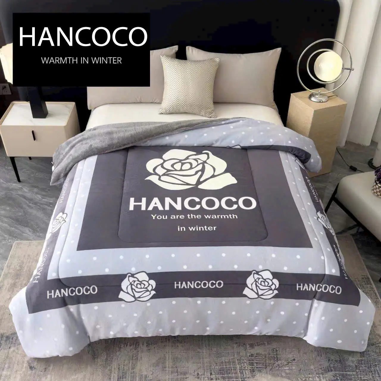siêu phẩm chăn lông thỏ HANCOCO cao cấp siêu ấm,siêu mềm nhập khẩu.nặng 4kg