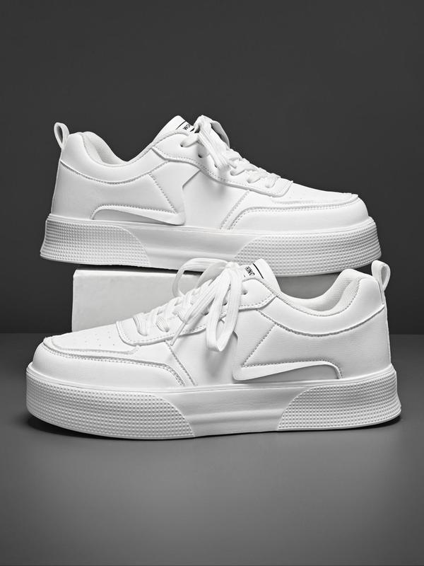 Men's Fashionable Solid Color Patchwork Lace Up Low Top Sneakers, Casual Comfortable Sports Skate Shoes, Male All-match Round Toe Sneakers for Daily Wear 7