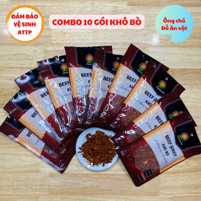 Combo 10 gói khô bò sợi kèm 1 gói [Tổng 11 gói] - Ông chú đồ ăn vặt Snack Food