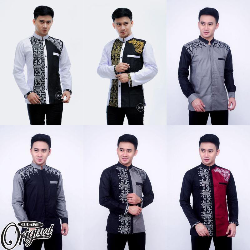 Baju Koko Syar'i Dewasa Lengan Panjang Terbaru Bordir Kain Muslim Pria Kombinasi 0