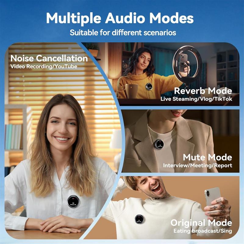 Product Introduction of Wireless Lavalier Microphone, USB Rechargeable Wireless Microphone, Mini Microphone for Video Recording, Live Streaming Vlogging, YouTube, Audio 8