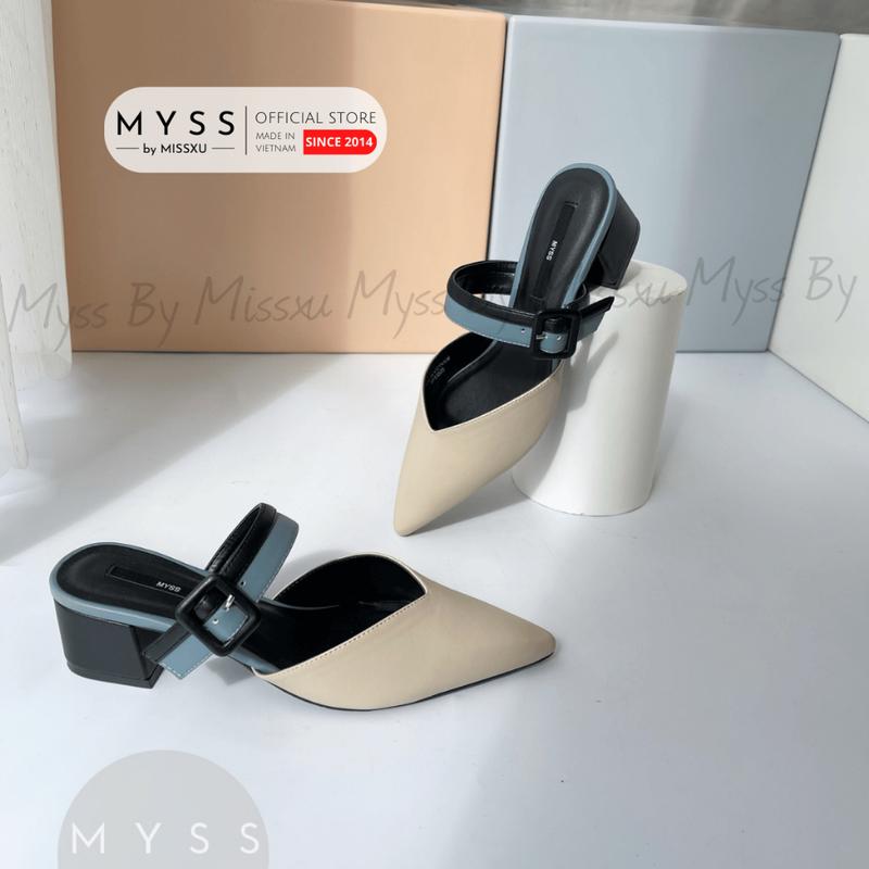 MYSS - Giày guốc sục nữ mũi nhọn phối khóa bọc 5 cm thời trang  - SU112 Shoes DéP 1