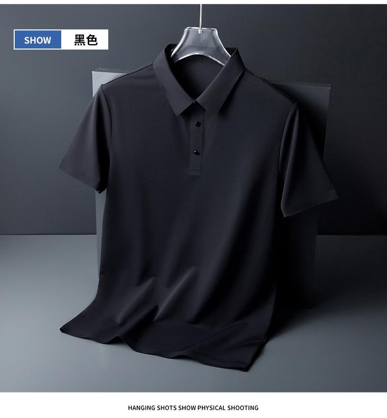 Product Introduction of áo hoodie zip Áo Polo, Không Đường May, Áo Thun Lụa Lạnh Mùa Hè, Dành Cho Nam Giới, Nhiều Màu, Mỏng, ngắn Tay đồ pijama nam 10