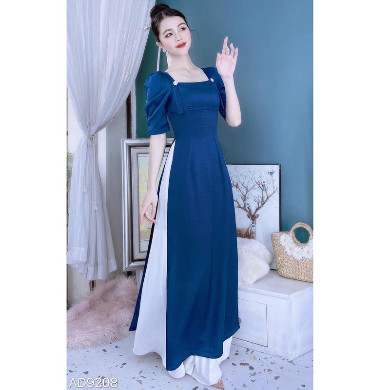Áo dài nữ, áo dài cách tân nữ kiểu cổ vuông yếm ngọc CHUU AD9208 7