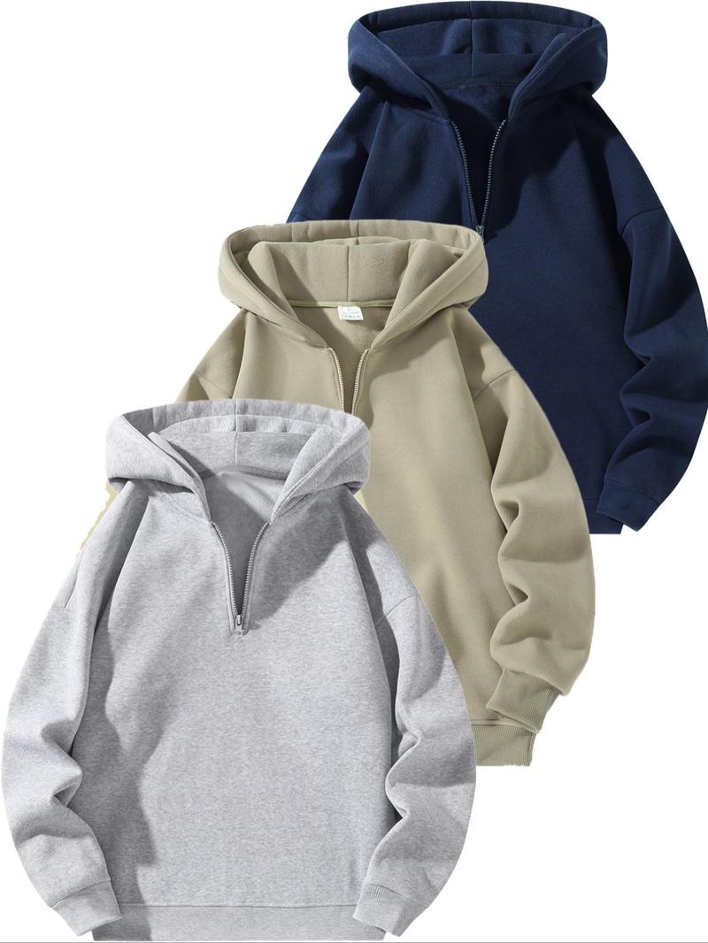 Product Introduction of Men's Solid Zip Up Hoodie, Casual Loose Long Sleeve Hooded Sweatshirt for Daily Wear, Men's Clothes for All Seasons, Hoodies for Men 3