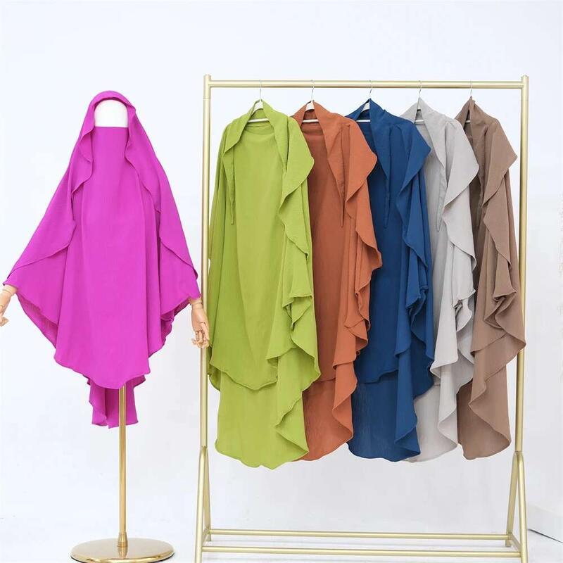 Product Introduction of Ramadan Solid Khimar Abaya Dubai Niqab Turkey Arabic Muslim Hijab Islam Prayer Clothes For Women Djellaba Turban Musulmans Femme 10