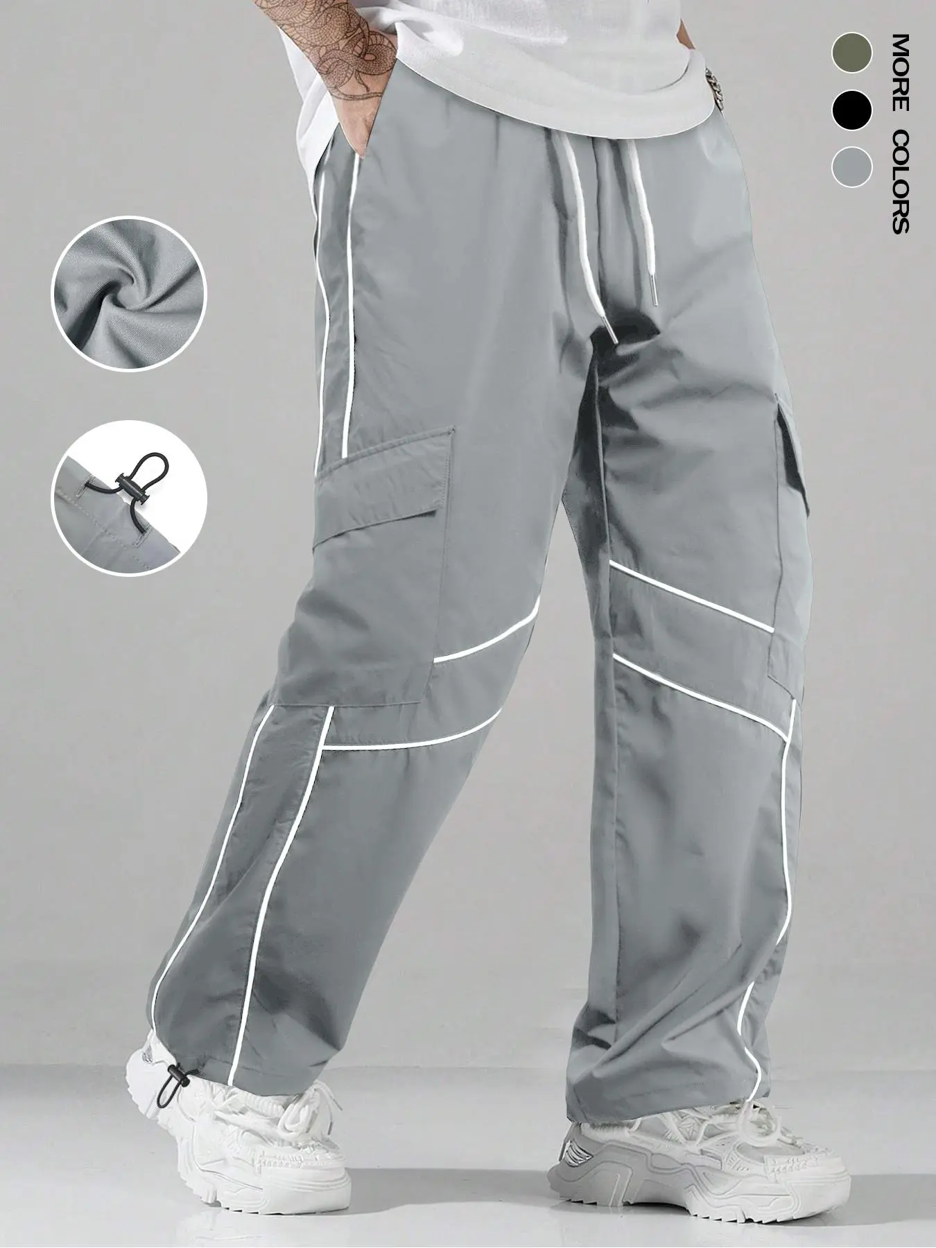 Men's Striped Print Drawstring Waist Pants, Casual Comfy Breathable Straight Leg Trousers for Outdoor Activities, Men's Bottoms for All Seasons, Gymclothes
