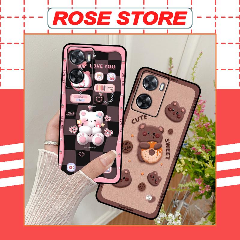 Ốp Oppo A57 2022 / A77s / A57 4G in hình gấu nâu bánh quy đẹp