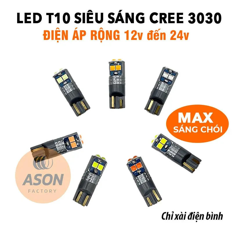 [T10-6XIN] Bóng LED CREE 3030 max sáng điện áp rộng DC12v TỚI 24v lắp demi, xi nhan 0