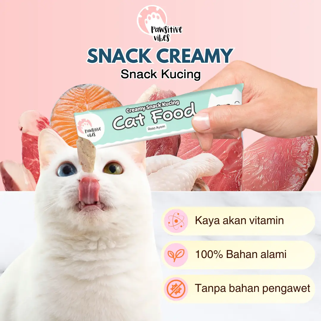 Cemilan Vitamin Kucing Basah 15g | Penambah berat badan | Snack Creamy