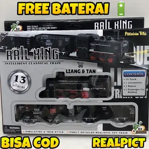 ( BISA COD ) PROMO FREE BATERAI Mainan Anak Kereta Api Rail King 13 Pcs / Mainan Anak Laki Laki Train Set SNI / Mainan Anak Laki Laki Murah