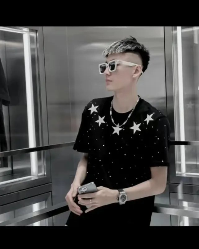 áo ngôi sao kim tuyến in 5D hai mặt cực chất New 2024 Unisex Nam Nữ menswear 2024 0