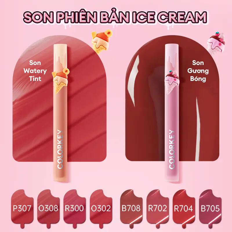 [DEAL HOT] Son Tint Watery COLORKEY Phiên Bản ICE CREAM Màu Sắc Ngọt Ngào, Lâu Trôi Cho Môi Xinh Tươi Tắn 1.7g - KCL2L6 1