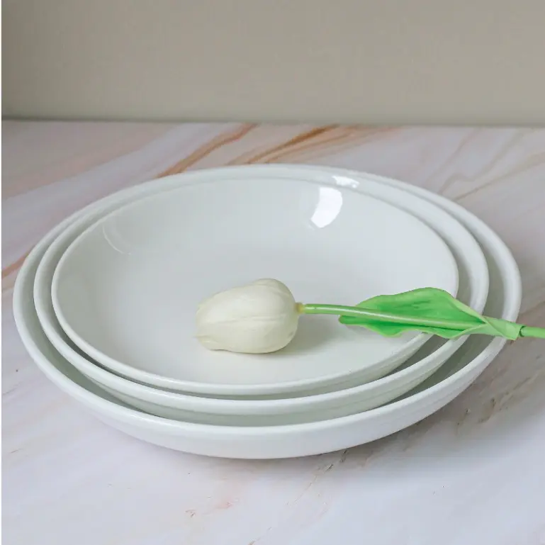 Đĩa sứ trắng sâu lòng hàng dày đẹp kích cỡ 15 đến 25cm - Lựa Chọn Thông Minh 0