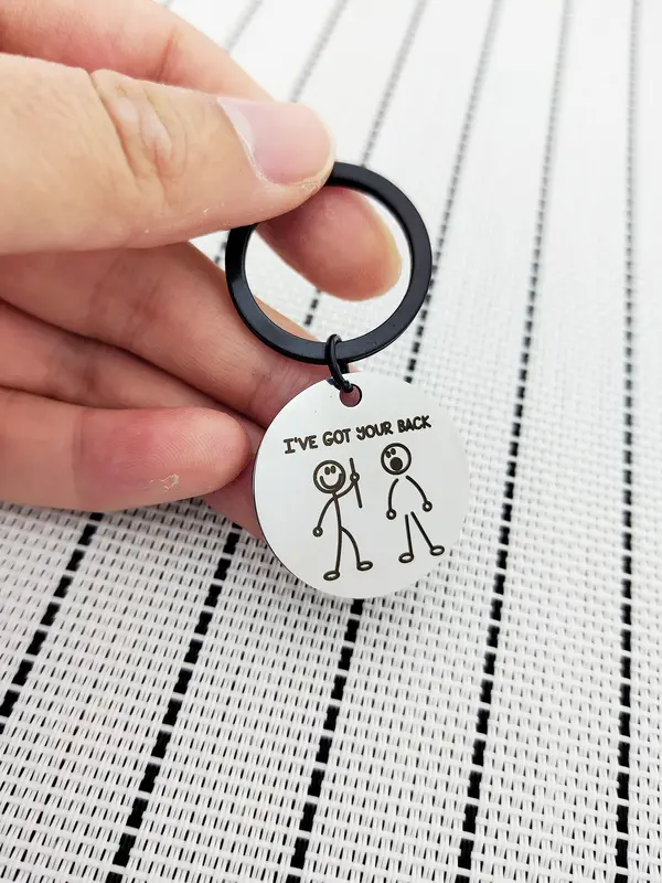 Fashion Letter Pattern Slogan Metal Keychain, Round Shaped Stainless Steel Keychain for Men & Women, Gift for Friends, Personalized Gifts, Trendy Accessory for Anniversary Birthday Gift 6