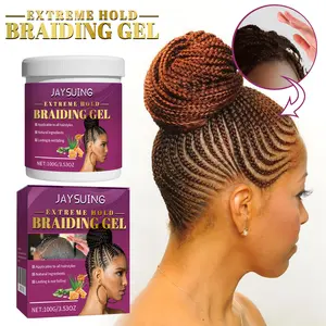 JAYSUING Extreme Hold Braiding Gel 100g Gel Styling Dreadlock Anti-Kerusakan Melembapkan Gloss Lilin Rambut Bahan Alami Mengontrol Frizz Cocok Semua Jenis Rambut Mousse Meluruskan
