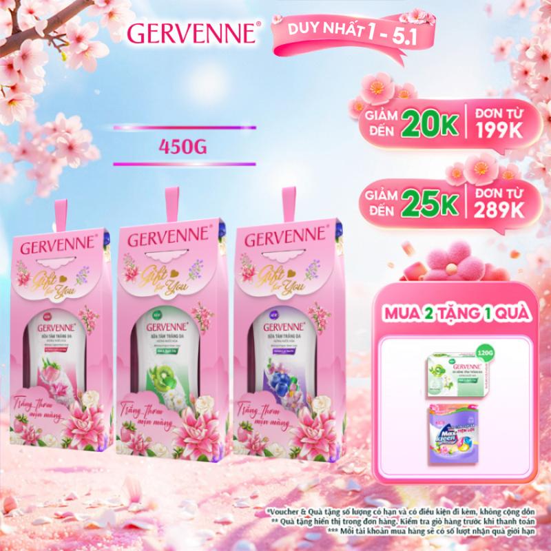  DUY NHẤT 1-5.1  DEAL TẾT 2026  Hộp quà  Sữa tắm trắng da hương nước hoa Gervenne 450g 