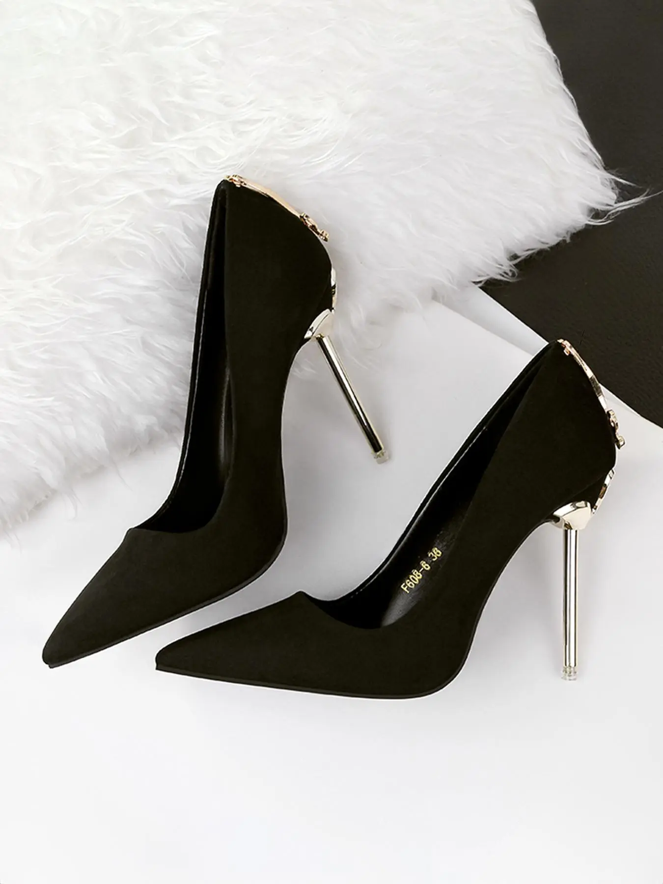 Women's Metal Design Solid Color Stiletto Heels, Elegant Pointed Toe High Heels for Party, Daily Clothing Decor for Women & Girls