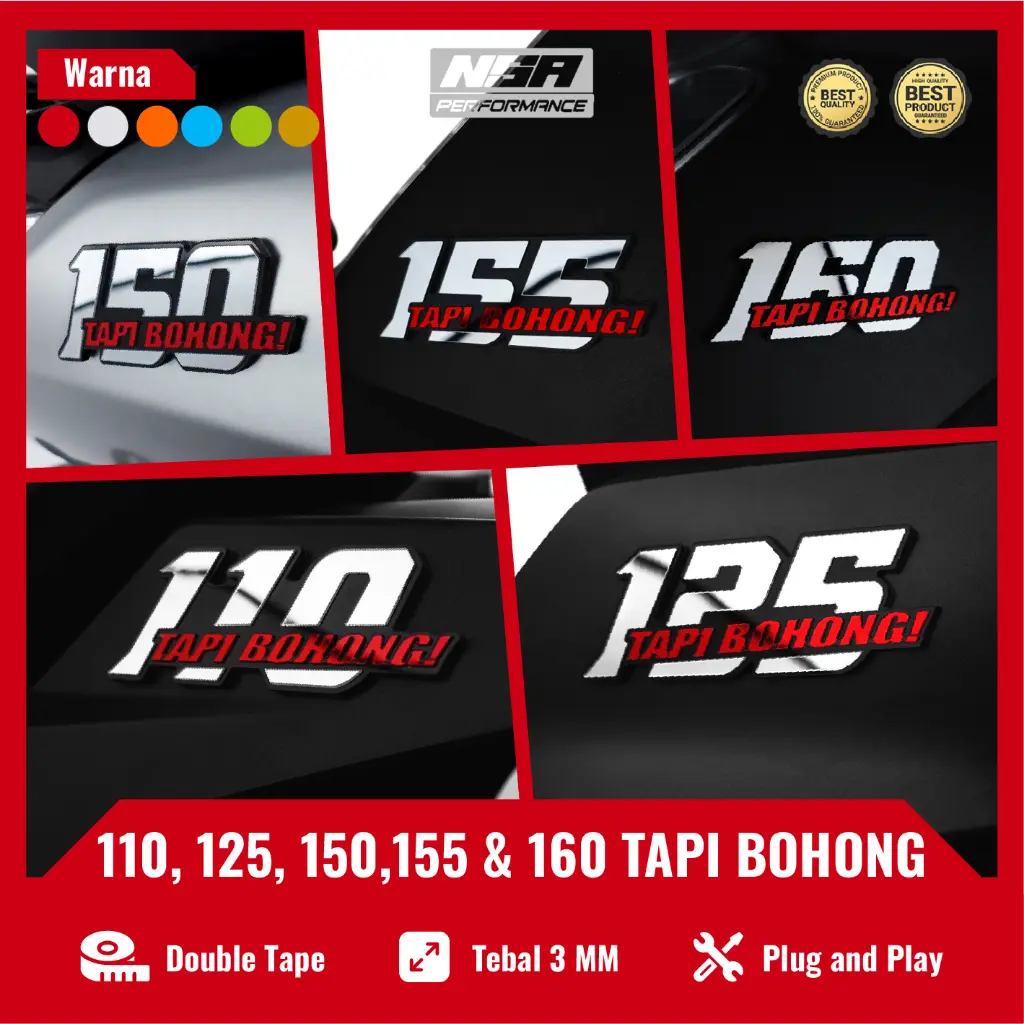NSA 1PCS EMBLEM CC 110 125 150 155 160 TAPI BOHONG LOGO 150 155 160 TAPI BOHONG TIMBUL BUKAN STIKER 150 TAPI BOHONG EMBLEM VARIO PCX NMAX BEAT ADV STIKER CC 150 EMBLEM CC 150 STIKER MOTOE KERE Aksesoris Motor Motorcycle