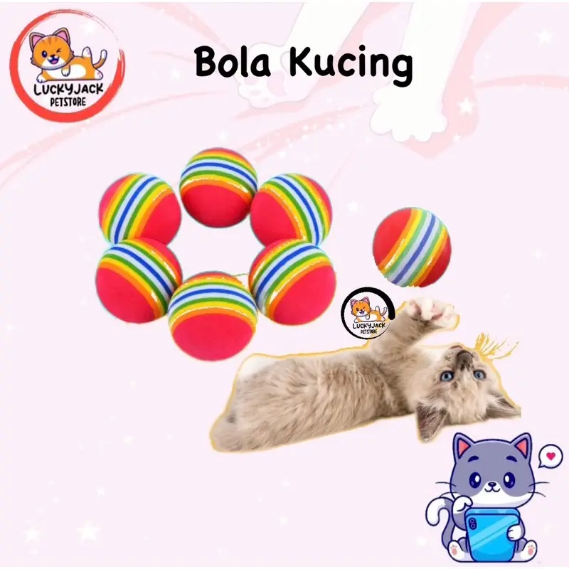 Bola rainbow mainan kucing 1