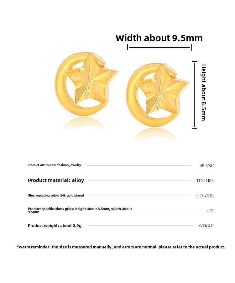 Product Introduction of Bông Tai Đinh tán, Mạ Trang Sức, Vàng 24K, Thiết Kế Ngôi Sao, Mặt Trăng, Xe Hơi Và Hoa, Thời Trang Nhật Bản Và Hàn Quốc, Phong Cách Độc Đáo Hoa Tai Thanh Lịch, Dành Cho Nữ, Mạ Vàng 1