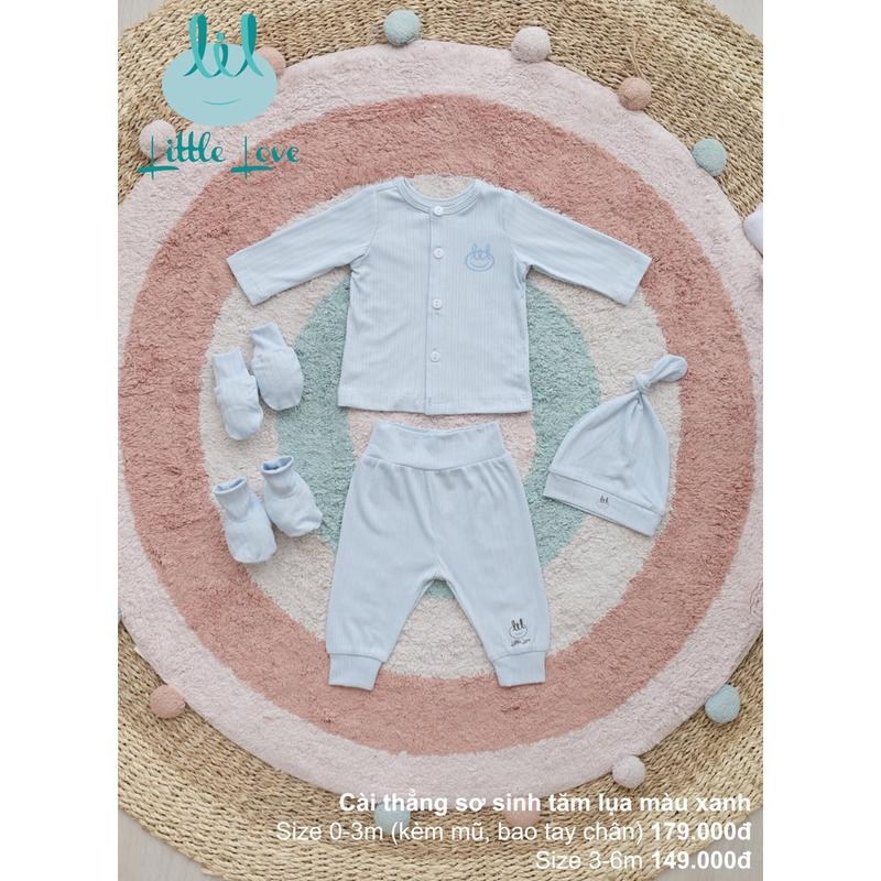 LL Sơ sinh tăm lụa kèm mũ bao tay bao chân